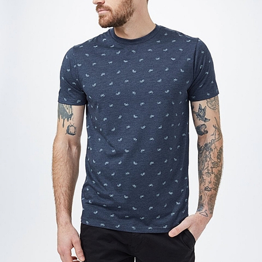 TenTree grey/blue bicycle graphic soft short sleeve tee